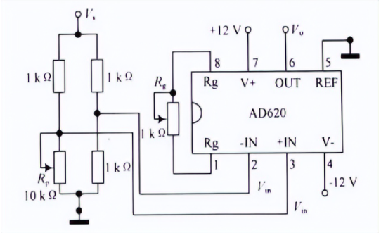 AD620 instrumentation amplifier schematic