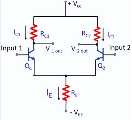 BJT differential amplifier circuit diagram