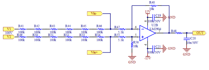 Symmetric differential resistor network