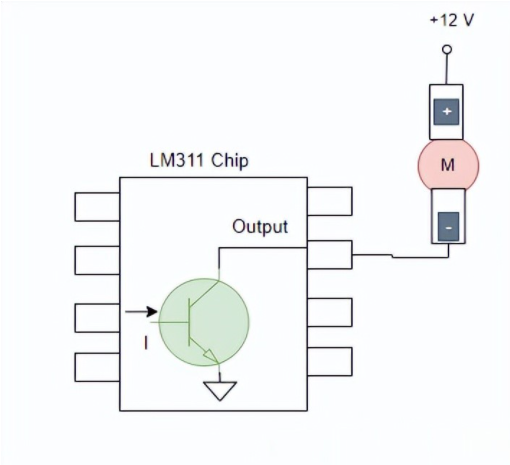 LM311 open-collector output configuration