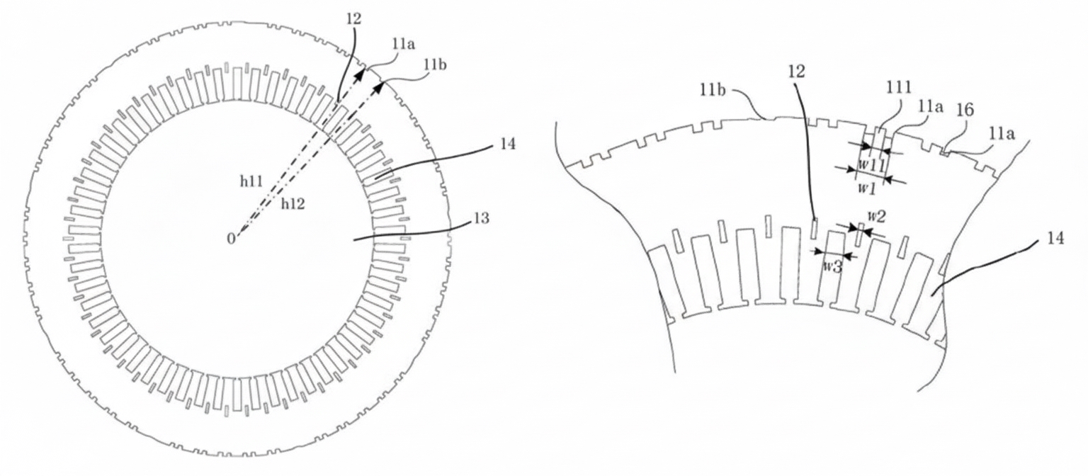 Figure 6.2 First-type lamination multiple slots. Figure 6.3 First-type lamination detail.