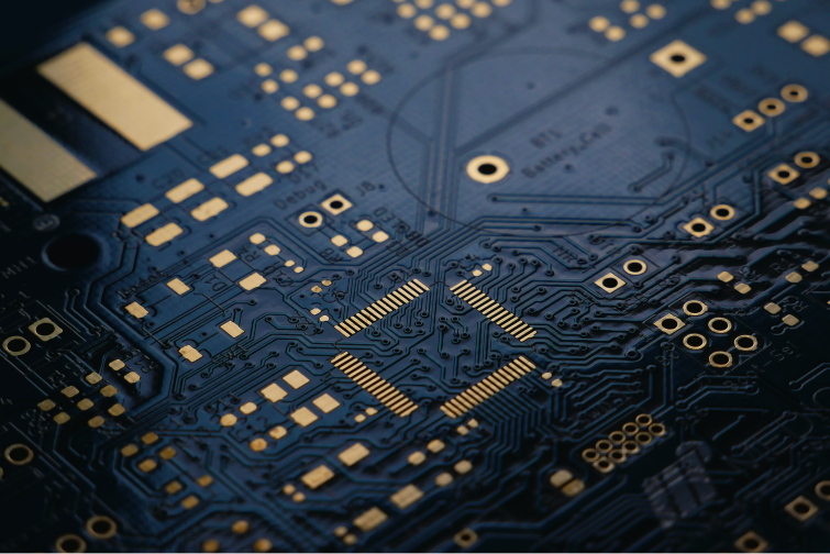 Close-up of high-speed differential pair routing on 8-layer PCB