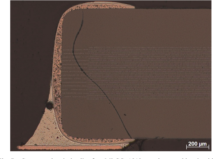 X-ray image revealing microcracks in multilayer ceramic capacitor due to board flex