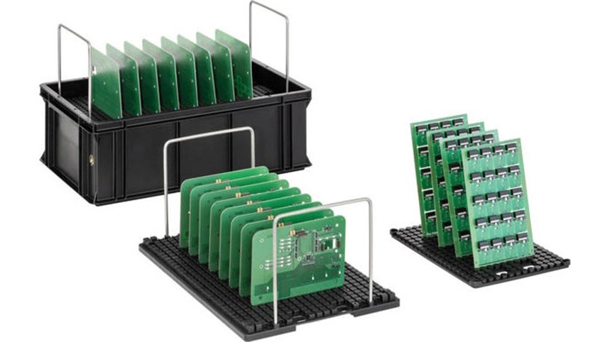 Transport boxes and inserts for PCBs