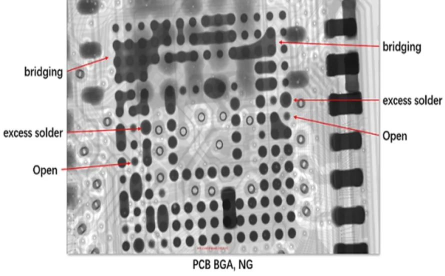 a defect PCB under X-ray