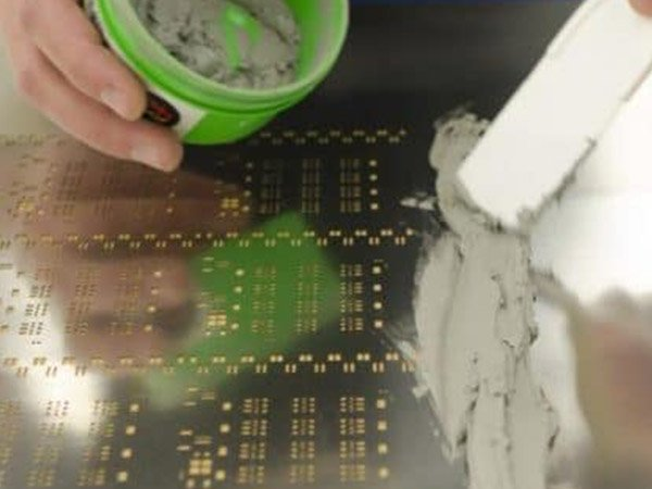 solder paste on the stencil