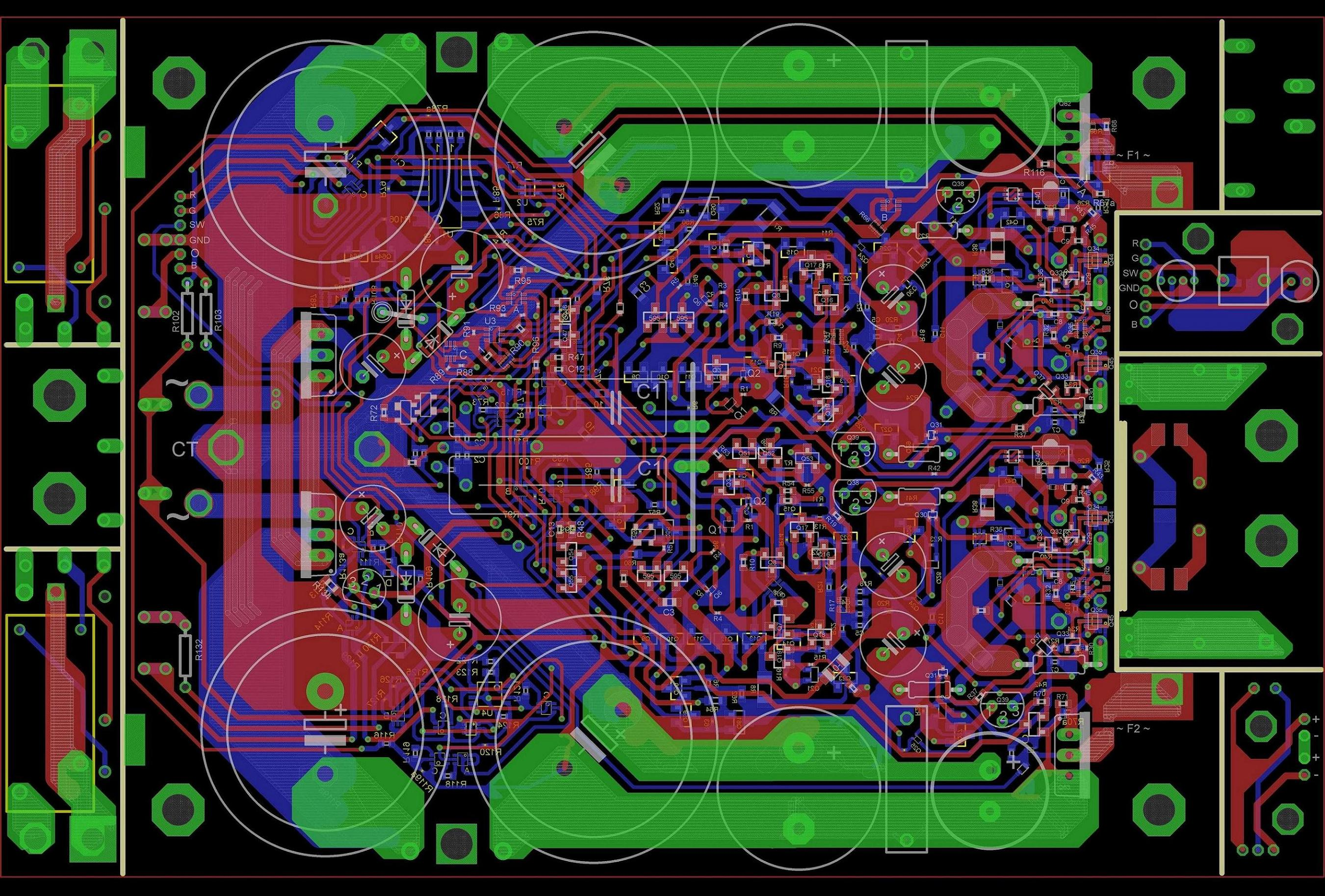 framework of a low-noise audio amplifier PCB