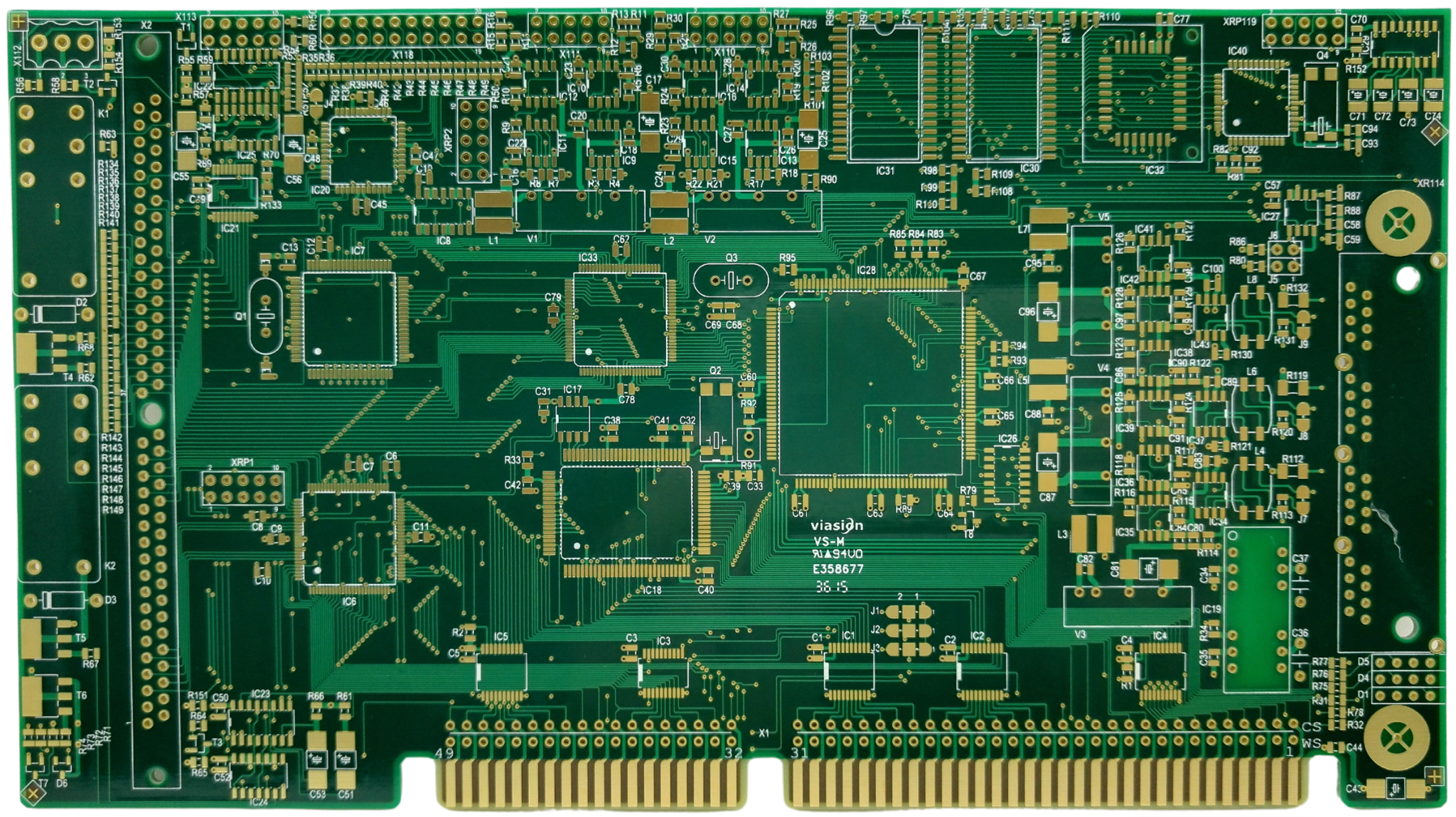 A close-up of a high-frequency PCB with intricate traces