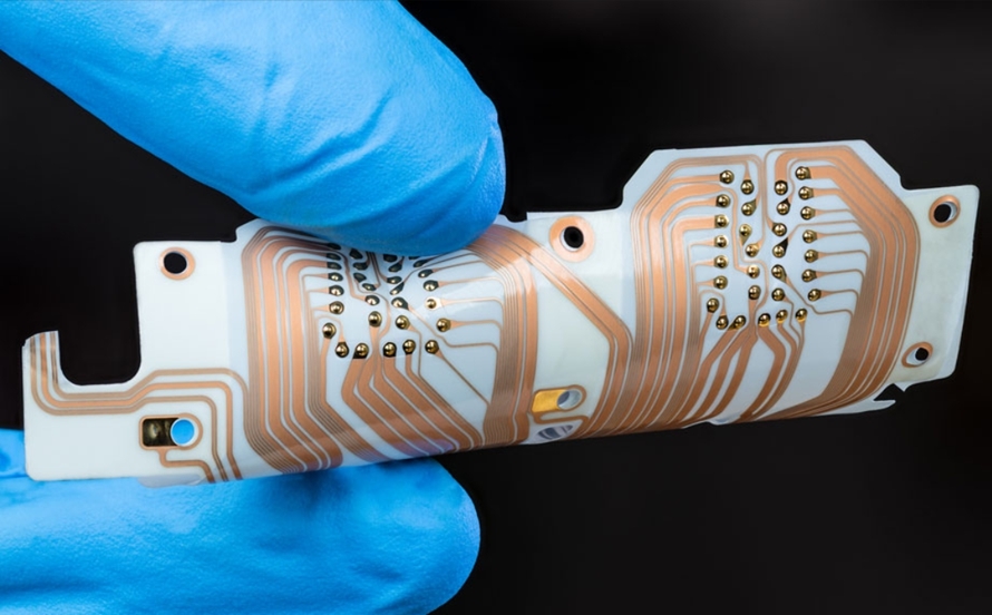 Close-up of a polyimide substrate used in flexible PCB manufacturing
