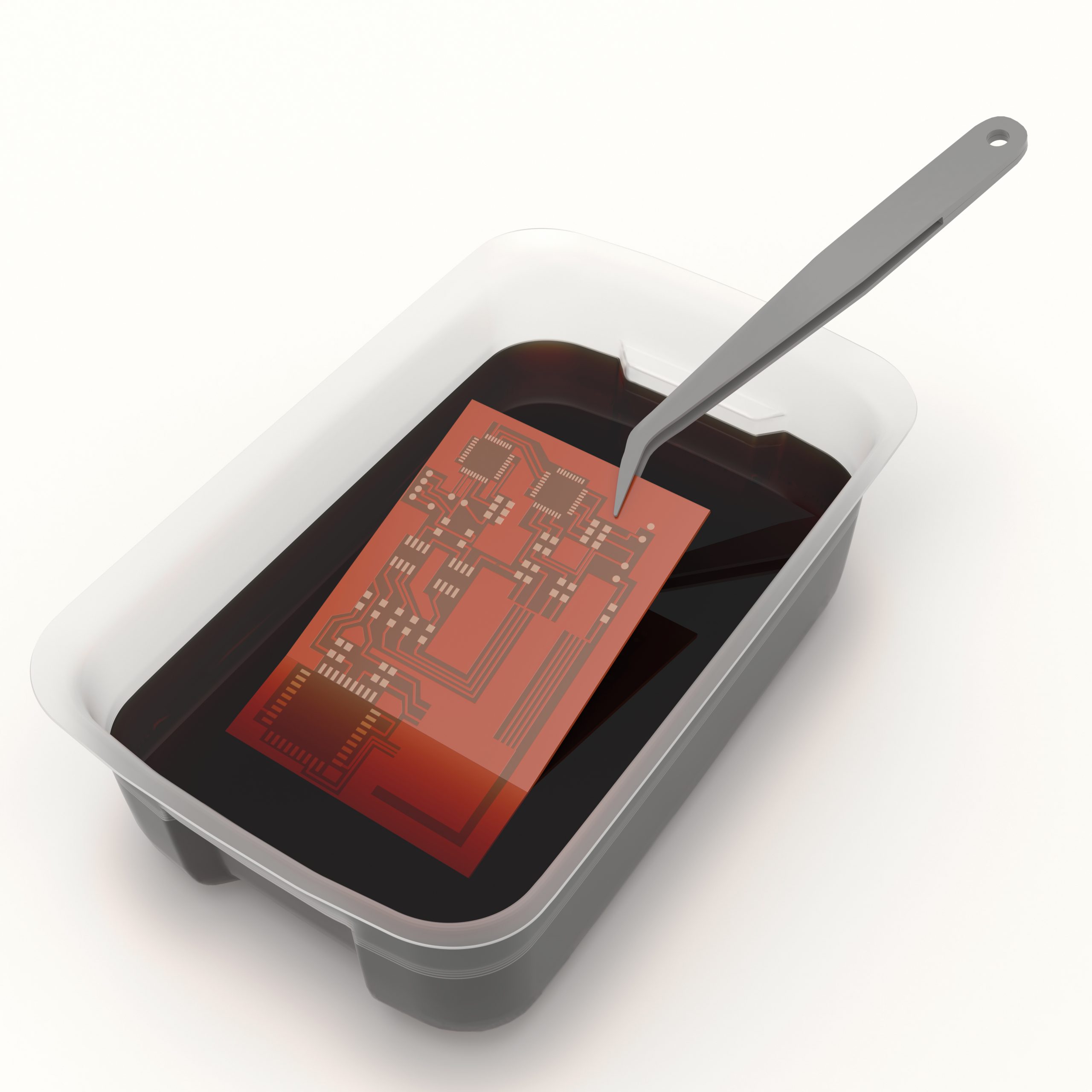 A hobbyist setup for etching a PCB