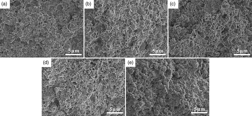 SEM image of ceramic particles in PTFE matrix for low-loss high-speed PCB material
